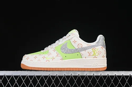 All categories Nk Air Force 1 Air Force series Nk Air Force 1 Low Air Force low-top Nike Air Force 1'07 Low LV joint Apple green silver hook Air Force 1 low-top casual sneakers DF0188-079